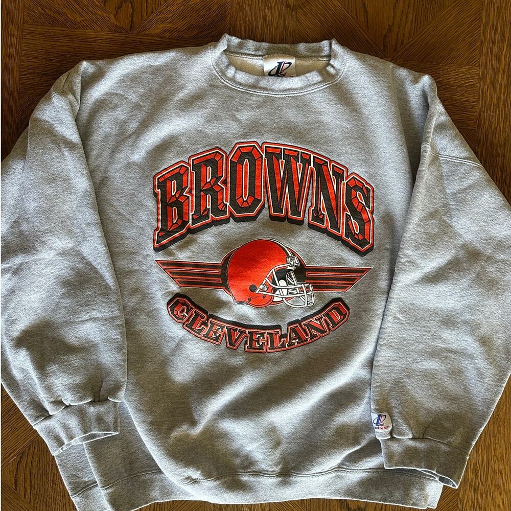 Vintage 90s Cleveland Browns Crewneck Sweatshirt Logo Athletic Graphic Grey L/XL